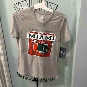 University of Miami U Hurricanes Girls Large 10/12 short sleeve t shirt gray